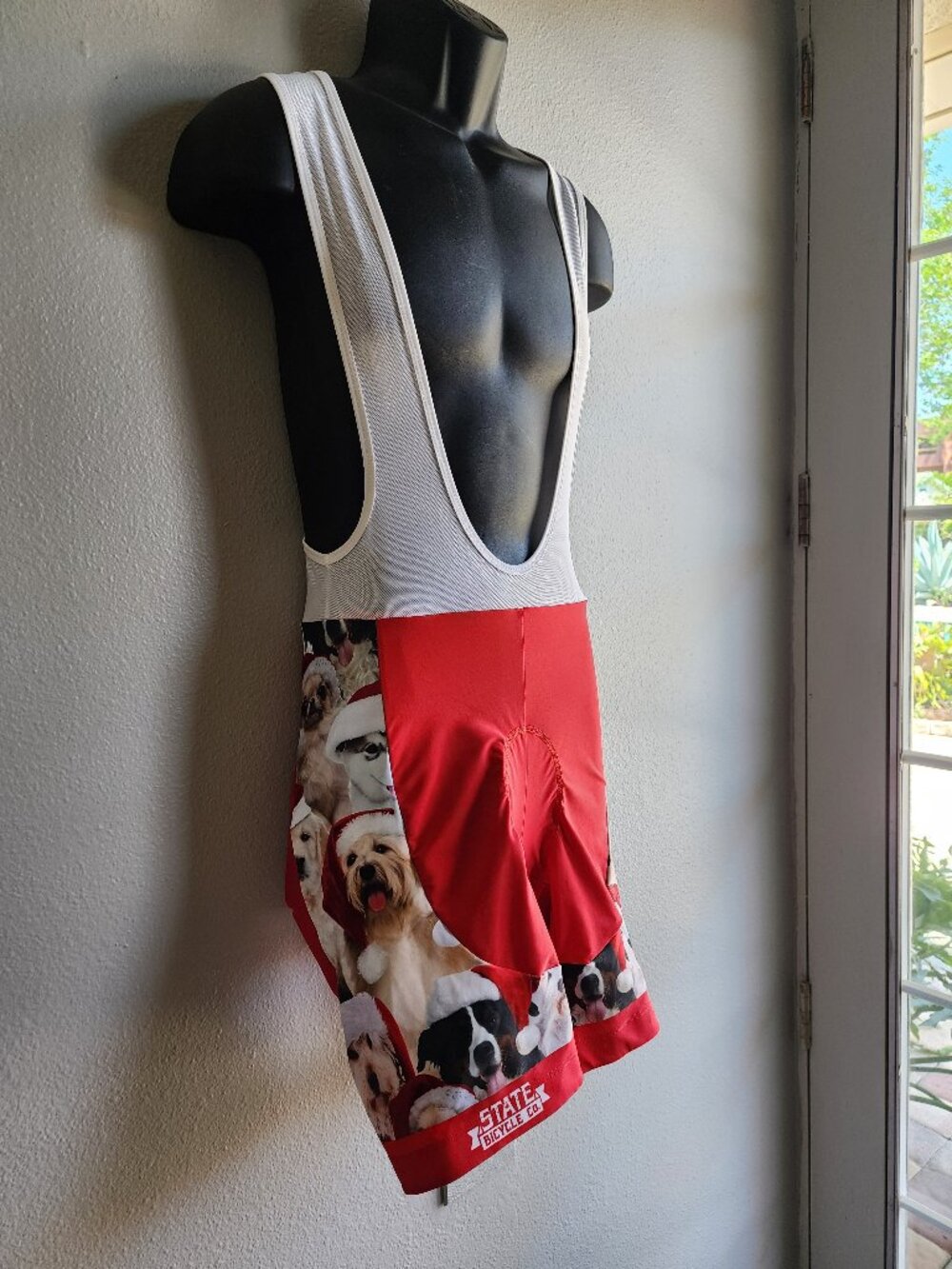 Essor-State Bicycle Co. Cycling Bib Shorts, Santa/Christmas Chihuahuas, XL